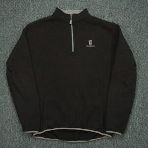 Peter Millar Pullover Men XL Black Element Warmth Fleece 1/4 Zip Sweater